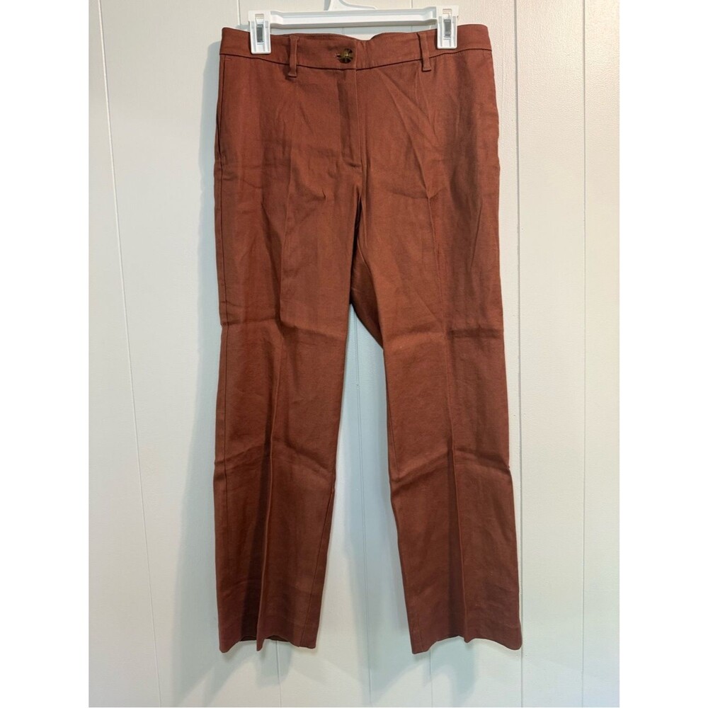 J Jill Straight-Leg Cropped Linen Blend Pants in Rust Terracotta Size 8 Tall